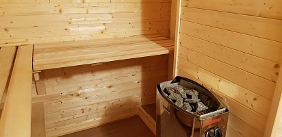 Sauna für 2 Personen im Liegen, 6 Personen im Sitzen